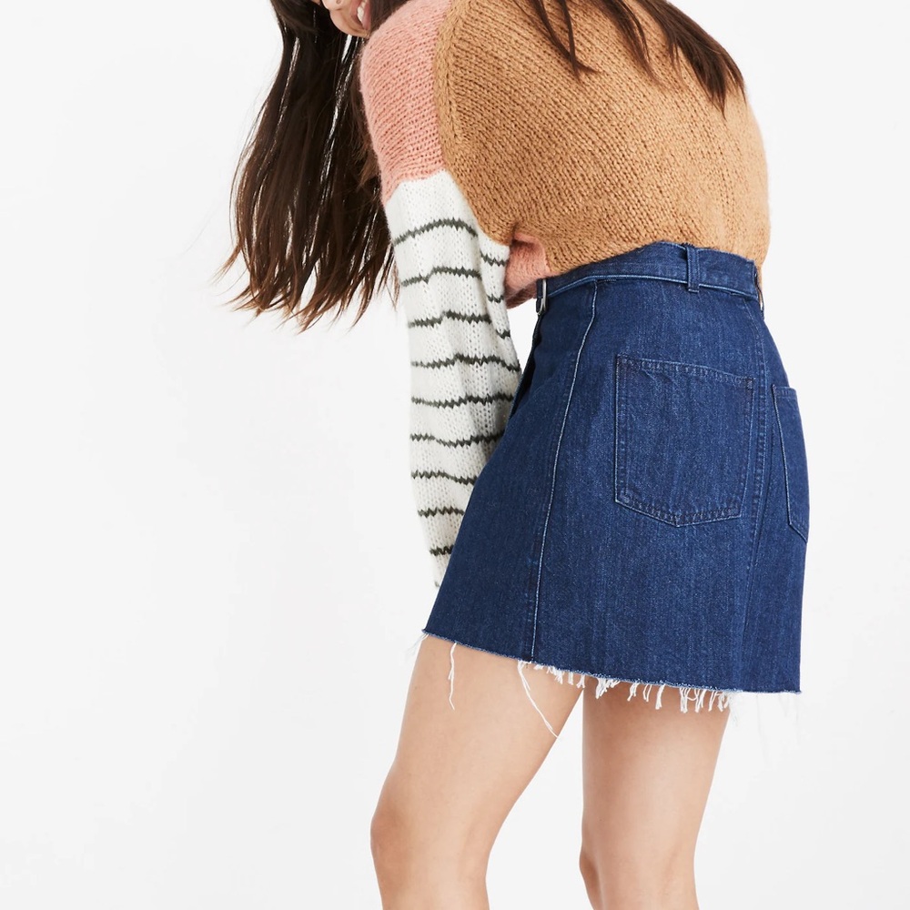 Madewell Denim Raw-Hem Mini Wrap Skirt in Smithe wash - Picture 3 of 10